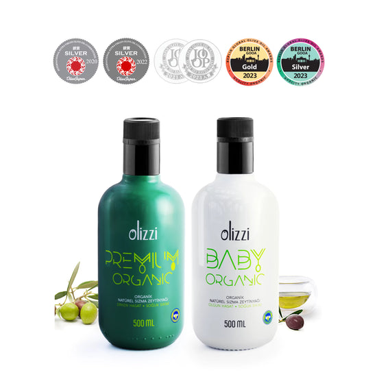 Kurumsal Hediye Seti 3: Olizzi Premium Organik ve Baby Organik Natürel Sızma Soğuk Sıkım Bebek İçin Zeytinyağı 500 ML