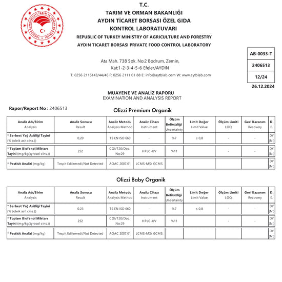 Olizzi Premium Organik ve Baby Organik Natürel Sızma Soğuk Sıkım Bebek İçin Zeytinyağı 500 ML