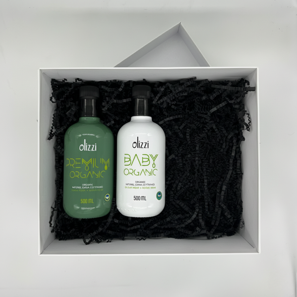 Kurumsal Hediye Seti 3: Olizzi Premium Organik ve Baby Organik Natürel Sızma Soğuk Sıkım Bebek İçin Zeytinyağı 500 ML