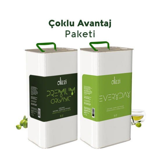 Olizzi Premium Organik Zeytinyağı ve Everyday Ödüllü Zeytinyağı Erken Hasat Soğuk Sıkım Zeytinyağı 5 LT X 2 Adet