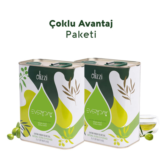 Olizzi Everyday Soğuk Sıkım Zeytinyağı Ödüllü Natürel Sızma Erken Hasat 2 LT X 2 Adet
