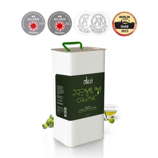 Olizzi Premium Organik Zeytinyağı Ödüllü Natürel Sızma Erken Hasat Soğuk Sıkım Zeytinyağı  5 LT