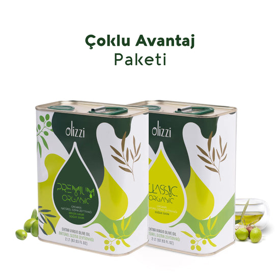 Olizzi Premium Organik Natürel Sızma Zeytinyağı 2 LT ve Classic Organik Natürel Sızma Zeytinyağı 2 LT
