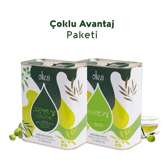 Olizzi Premium Organik Zeytinyağı ve Everyday Ödüllü Zeytinyağı Erken Hasat Soğuk Sıkım Zeytinyağı 2 LT X 2 Adet