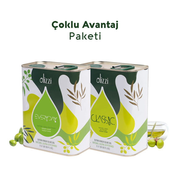 Olizzi Everyday Natürel Sızma Zeytinyağı ve Classic Natürel Sızma Zeytinyağı 2 LT X 2 Adet